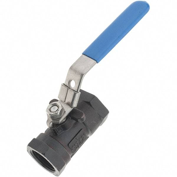 Value Collection - 1" Pipe, Carbon Steel Standard Ball Valve - 1 Piece, NPT Ends, Lever Handle, 2,000 WSP - Industrial Tool & Supply