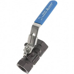 Value Collection - 1/2" Pipe, Carbon Steel Standard Ball Valve - 1 Piece, NPT Ends, Lever Handle, 2,000 WSP - Industrial Tool & Supply