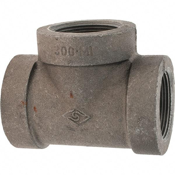 Value Collection - Size 1-1/2", Class 300, Malleable Iron Black Pipe Tee - 300 psi, Threaded End Connection - Industrial Tool & Supply