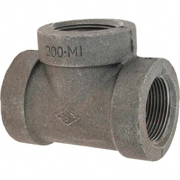 Value Collection - Size 1-1/4", Class 300, Malleable Iron Black Pipe Tee - 300 psi, Threaded End Connection - Industrial Tool & Supply