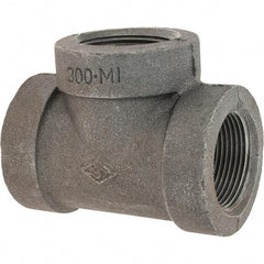 Value Collection - Size 1-1/4", Class 300, Malleable Iron Black Pipe Tee - 300 psi, Threaded End Connection - Industrial Tool & Supply