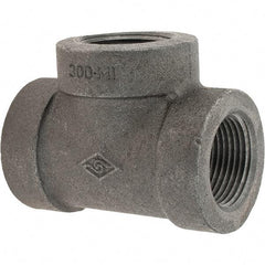 Value Collection - Size 1", Class 300, Malleable Iron Black Pipe Tee - 300 psi, Threaded End Connection - Industrial Tool & Supply