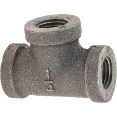 Value Collection - Size 1/4", Class 300, Malleable Iron Black Pipe Tee - 300 psi, Threaded End Connection - Industrial Tool & Supply