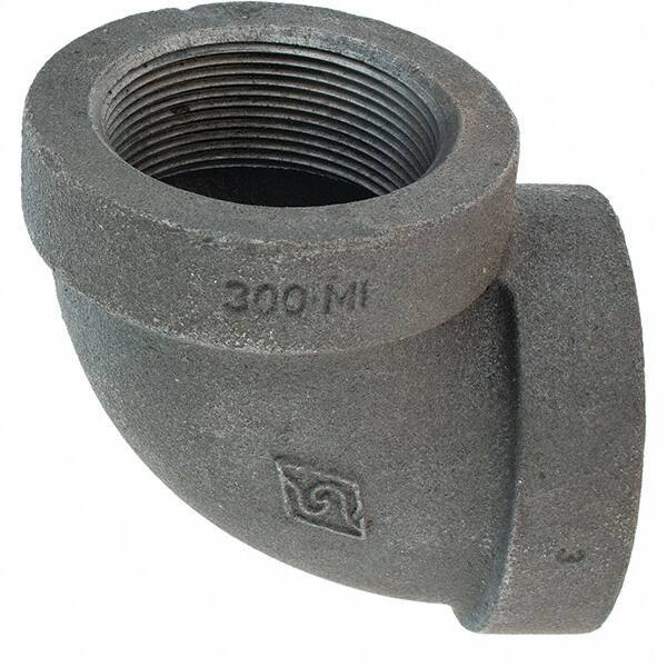 Value Collection - Size 2", Class 300, Malleable Iron Black Pipe 90° Elbow - 300 psi, Threaded End Connection - Industrial Tool & Supply