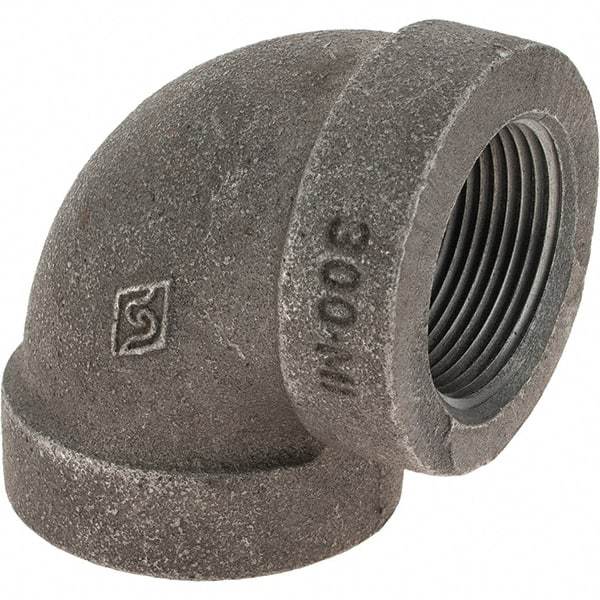 Value Collection - Size 1-1/4", Class 300, Malleable Iron Black Pipe 90° Elbow - 300 psi, Threaded End Connection - Industrial Tool & Supply
