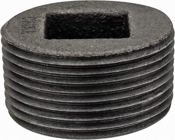 Value Collection - Class 150, 1-1/4" Black Pipe Countersunk Plug - Threaded, Malleable Iron - Industrial Tool & Supply