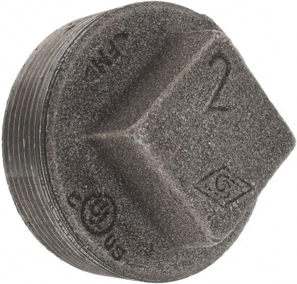 Value Collection - Size 2", Class 150, Malleable Iron Black Pipe Square Plug - 150 psi, Threaded End Connection - Industrial Tool & Supply