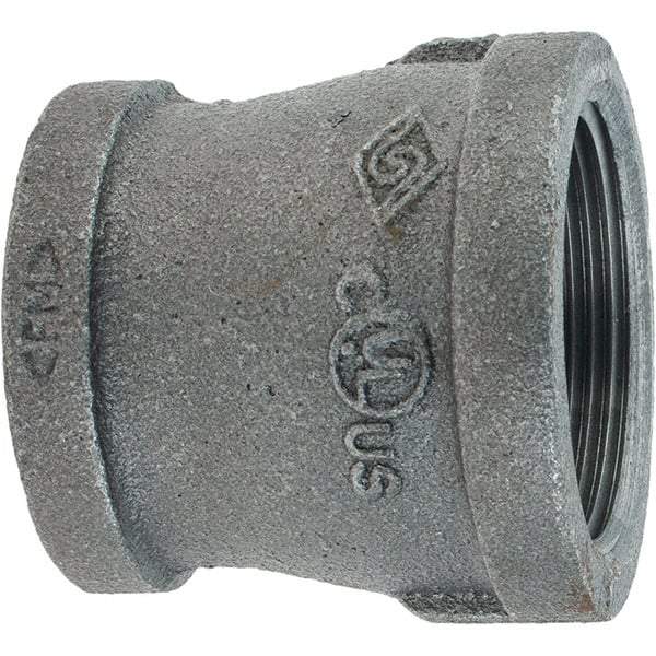 Value Collection - Size 1-1/2 x 1-1/4", Class 150, Malleable Iron Black Pipe Reducing Coupling - 150 psi, Threaded End Connection - Industrial Tool & Supply