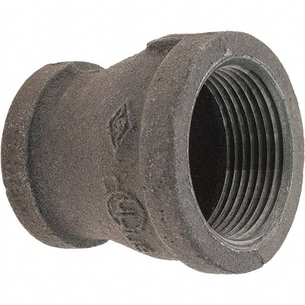 Value Collection - Size 1-1/4 x 1", Class 150, Malleable Iron Black Pipe Reducing Coupling - 150 psi, Threaded End Connection - Industrial Tool & Supply