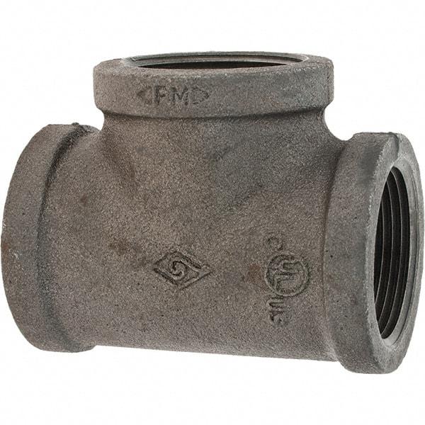 Value Collection - Size 1-1/4", Class 150, Malleable Iron Black Pipe Tee - 150 psi, Threaded End Connection - Industrial Tool & Supply
