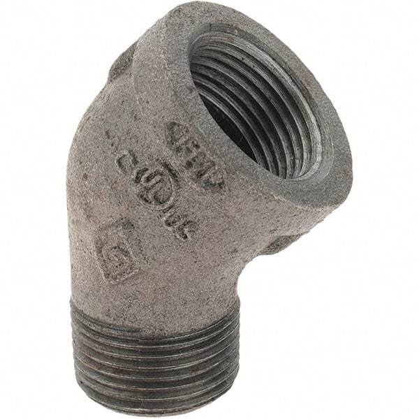 Value Collection - Size 3/4", Class 150, Malleable Iron Black Pipe 45° Street Elbow - 150 psi, Threaded End Connection - Industrial Tool & Supply