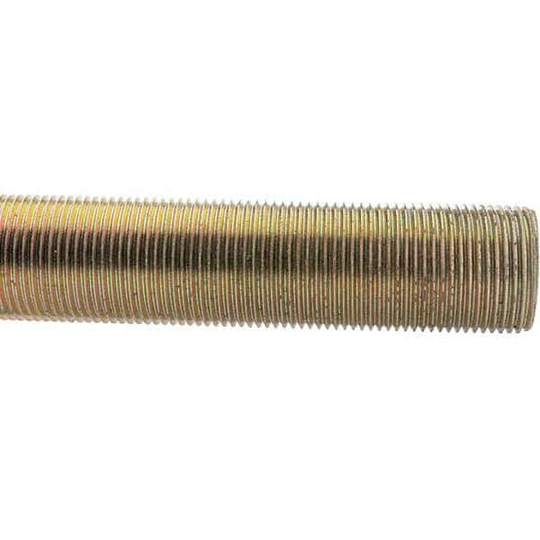 Value Collection - 1-1/4-12 UNF (Fine), 3' Long, Low Carbon Steel Threaded Rod - Yellow Zinc-Plated Finish - Industrial Tool & Supply
