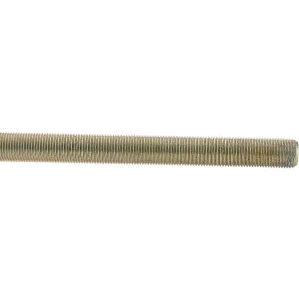 Value Collection - 5/8-18 UNF (Fine), 3' Long, Low Carbon Steel Threaded Rod - Yellow Zinc-Plated Finish - Industrial Tool & Supply