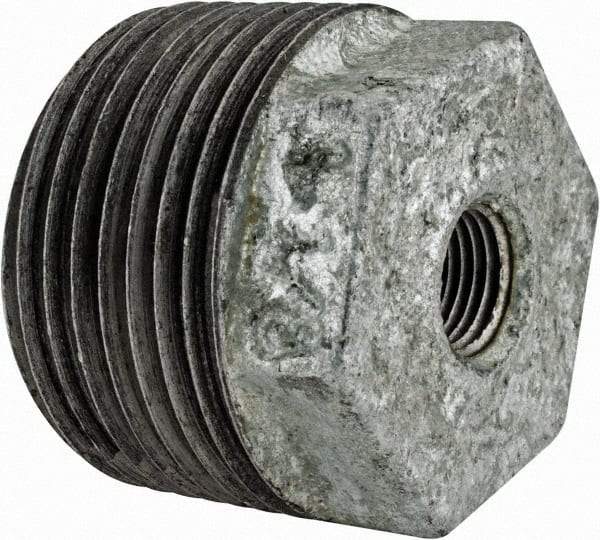 Value Collection - Size 1-1/4 x 1/4", Class 150, Malleable Iron Galvanized Pipe Hex Bushing - 150 psi, Threaded End Connection - Industrial Tool & Supply