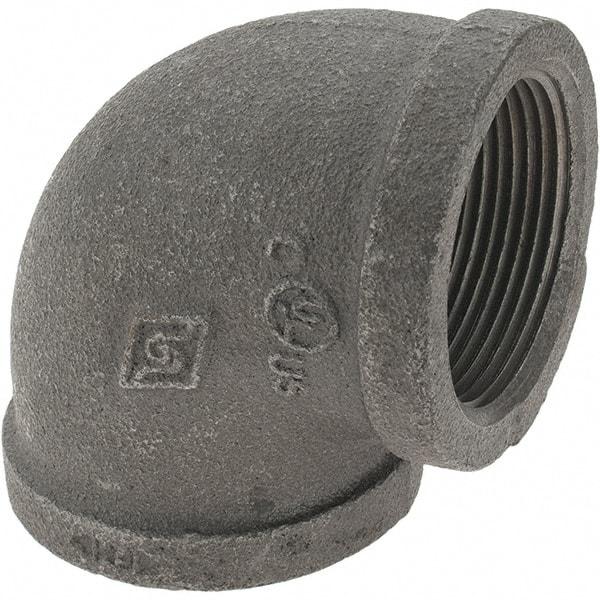 Value Collection - Size 1-1/2", Class 150, Malleable Iron Black Pipe 90° Elbow - 150 psi, Threaded End Connection - Industrial Tool & Supply