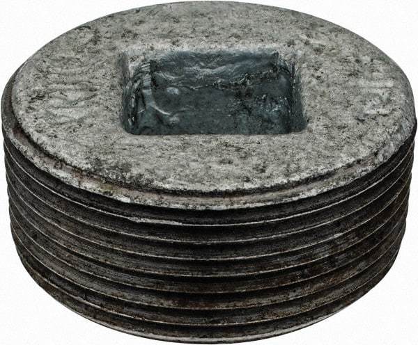 Value Collection - Size 1-1/2", Class 150, Malleable Iron Galvanized Pipe Countersunk Plug - 150 psi, Threaded End Connection - Industrial Tool & Supply
