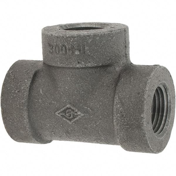 Value Collection - Size 1/2", Class 300, Malleable Iron Black Pipe Tee - 300 psi, Threaded End Connection - Industrial Tool & Supply