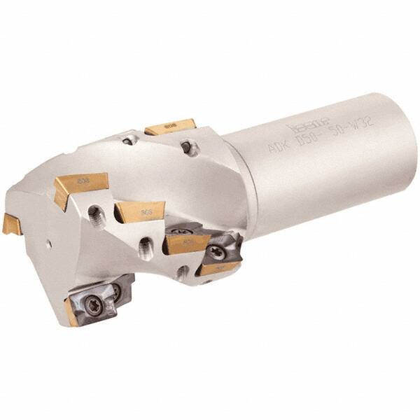 Iscar - 1-1/4" Cut Diam, 1" Max Depth of Cut, 1-1/4" Shank Diam, 4" OAL, Indexable Square Shoulder Helical End Mill - Weldon Shank, 90° Lead Angle, Series Helimill - Industrial Tool & Supply