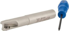 Iscar - 3/4" Cut Diam, 0.394" Max Depth of Cut, 3/4" Shank Diam, 4-3/4" OAL, Indexable Square Shoulder End Mill - AP..1003.., HM90 AP..1003.. Inserts, Weldon Shank, 90° Lead Angle, Series Heli2000 - Industrial Tool & Supply