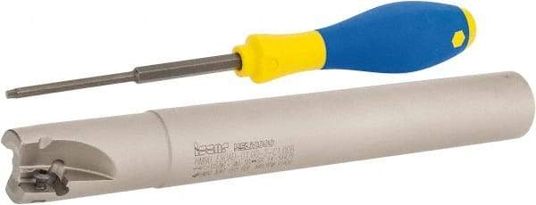 Iscar - 1" Cut Diam, 0.56" Max Depth of Cut, 1" Shank Diam, 7.87" OAL, Indexable Square Shoulder End Mill - AD..1505.., HM90 AD..1505 Inserts, Cylindrical Shank, 90° Lead Angle, Series Heli2000 - Industrial Tool & Supply