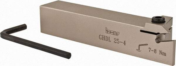 Iscar - GHD, External, Left Hand, 10mm Max Depth of Cut, 4 to 5mm Groove Width, Indexable Grooving Tool Holder - GI.. Insert Compatibility, 25mm Shank Height, 25mm Shank Width, 135mm OAL - Industrial Tool & Supply