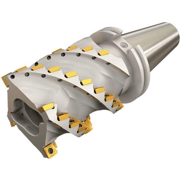 Iscar - 3.94" Cut Diam, 4.13" Max Depth of Cut, Indexable Square Shoulder Helical End Mill - CAT 50 Taper Shank, 90° Lead Angle, Series Heliquad - Industrial Tool & Supply