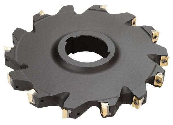 Iscar - Arbor Hole Connection, 1/2" Cutting Width, 1.81" Depth of Cut, 6" Cutter Diam, 1-1/2" Hole Diam, 14 Tooth Indexable Slotting Cutter - SDN Toolholder, QPMT PDTN Insert - Industrial Tool & Supply