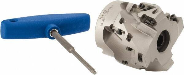 Iscar - 12 Inserts, 2-1/2" Cut Diam, 1" Arbor Diam, 1-1/2" Max Depth of Cut, Indexable Square-Shoulder Face Mill - 0/90° Lead Angle, 2.38" High, AD..1505.. & HM90 AD..1505.. Insert Compatibility, Series SM - Industrial Tool & Supply