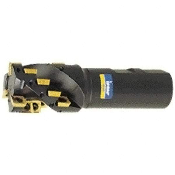 Iscar - 1-1/2" Cut Diam, 1.7" Max Depth of Cut, 1-1/4" Shank Diam, 4-3/4" OAL, Indexable Square Shoulder Helical End Mill - Weldon Shank, 90° Lead Angle, Series IsoMill - Industrial Tool & Supply