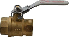 Value Collection - 1" Pipe, Full Port, Brass Full Port Ball Valve - Inline - One Way Flow, FNPT x FNPT Ends, Locking Lever Handle, 300 WOG, 150 WSP - Industrial Tool & Supply