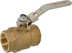 Value Collection - 1-1/4" Pipe, Full Port, Brass Full Port Ball Valve - Inline - One Way Flow, FNPTF x FNPTF Ends, Locking Lever Handle, 200 WOG, 150 WSP - Industrial Tool & Supply