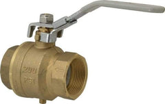 Value Collection - 1-1/2" Pipe, Full Port, Brass Full Port Ball Valve - Inline - One Way Flow, FNPT x FNPT Ends, Locking Lever Handle, 200 WOG, 150 WSP - Industrial Tool & Supply