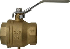 Value Collection - 2" Pipe, Full Port, Brass Full Port Ball Valve - Inline - One Way Flow, FNPT x FNPT Ends, Locking Lever Handle, 200 WOG, 150 WSP - Industrial Tool & Supply