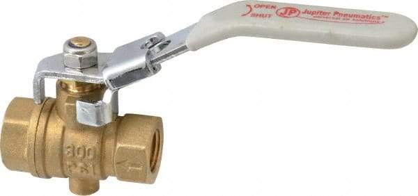 Value Collection - 1/4" Pipe, Full Port, Brass Full Port Ball Valve - Inline - One Way Flow, FNPT x FNPT Ends, Locking Lever Handle, 300 WOG, 150 WSP - Industrial Tool & Supply