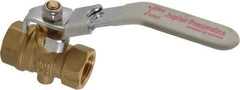 Value Collection - 3/8" Pipe, Full Port, Brass Full Port Ball Valve - Inline - One Way Flow, FNPT x FNPT Ends, Locking Lever Handle, 300 WOG, 150 WSP - Industrial Tool & Supply