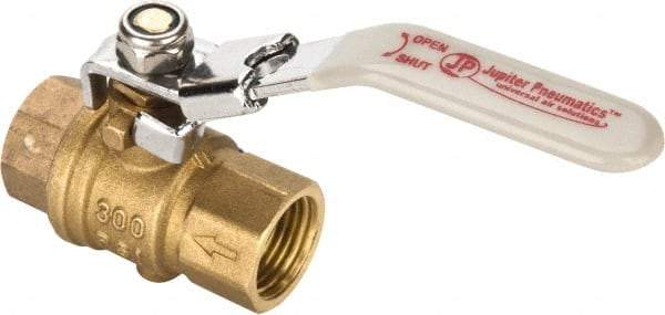 Value Collection - 1/2" Pipe, Full Port, Brass Full Port Ball Valve - Inline - One Way Flow, FNPT x FNPT Ends, Locking Lever Handle, 300 WOG, 150 WSP - Industrial Tool & Supply