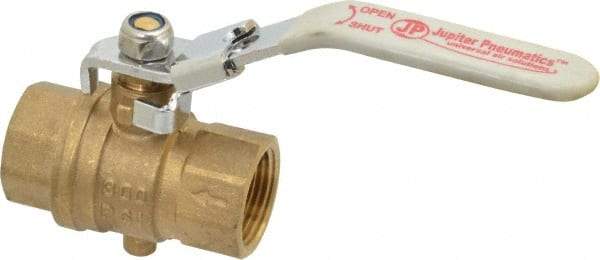 Value Collection - 3/4" Pipe, Full Port, Brass Full Port Ball Valve - Inline - One Way Flow, FNPT x FNPT Ends, Locking Lever Handle, 300 WOG, 150 WSP - Industrial Tool & Supply