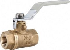 Value Collection - 1/4" Pipe, Full Port, Brass Full Port Ball Valve - Inline - Two Way Flow, FNPT x FNPT Ends, Lever Handle, 600 WOG, 150 WSP - Industrial Tool & Supply