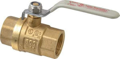 Value Collection - 1" Pipe, Full Port, Brass UL Listed Ball Valve - Inline - Two Way Flow, FNPT x FNPT Ends, Lever Handle, 600 WOG, 150 WSP - Industrial Tool & Supply