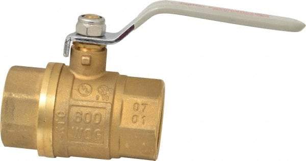 Value Collection - 1-1/4" Pipe, Full Port, Brass UL Listed Ball Valve - Inline - Two Way Flow, FNPT x FNPT Ends, Lever Handle, 600 WOG, 150 WSP - Industrial Tool & Supply