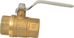 Value Collection - 1-1/4" Pipe, Full Port, Brass UL Listed Ball Valve - Inline - Two Way Flow, FNPT x FNPT Ends, Lever Handle, 600 WOG, 150 WSP - Industrial Tool & Supply