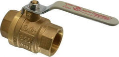 Value Collection - 1-1/2" Pipe, Full Port, Brass UL Listed Ball Valve - Inline - Two Way Flow, FNPT x FNPT Ends, Lever Handle, 600 WOG, 150 WSP - Industrial Tool & Supply
