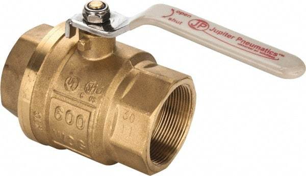 Value Collection - 2" Pipe, Full Port, Brass UL Listed Ball Valve - Inline - Two Way Flow, FNPT x FNPT Ends, Lever Handle, 600 WOG, 150 WSP - Industrial Tool & Supply