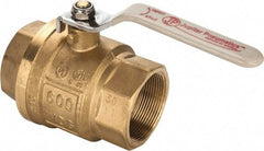 Value Collection - 2" Pipe, Full Port, Brass UL Listed Ball Valve - Inline - Two Way Flow, FNPT x FNPT Ends, Lever Handle, 600 WOG, 150 WSP - Industrial Tool & Supply