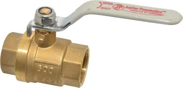 Value Collection - 1" Pipe, Full Port, Brass Full Port Ball Valve - Inline - Two Way Flow, MNPT x FNPT Ends, Lever Handle, 600 WOG, 150 WSP - Industrial Tool & Supply