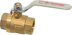 Value Collection - 1" Pipe, Full Port, Brass Full Port Ball Valve - Inline - Two Way Flow, MNPT x FNPT Ends, Lever Handle, 600 WOG, 150 WSP - Industrial Tool & Supply