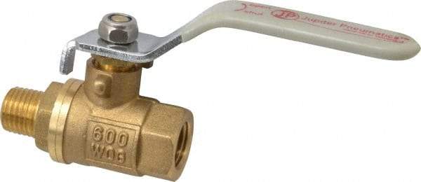 Value Collection - 1/4" Pipe, Full Port, Brass Full Port Ball Valve - Inline - Two Way Flow, MNPT x FNPT Ends, Lever Handle, 600 WOG, 150 WSP - Industrial Tool & Supply