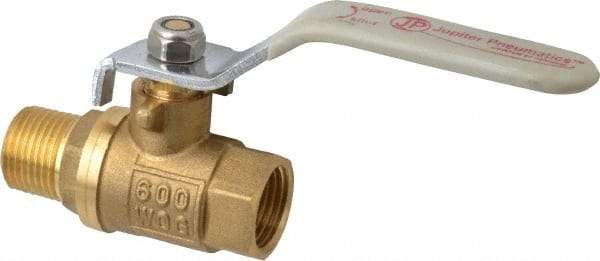 Value Collection - 3/8" Pipe, Full Port, Brass Full Port Ball Valve - Inline - Two Way Flow, MNPT x FNPT Ends, Lever Handle, 600 WOG, 150 WSP - Industrial Tool & Supply