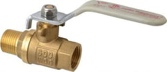 Value Collection - 3/8" Pipe, Full Port, Brass Full Port Ball Valve - Inline - Two Way Flow, MNPT x FNPT Ends, Lever Handle, 600 WOG, 150 WSP - Industrial Tool & Supply