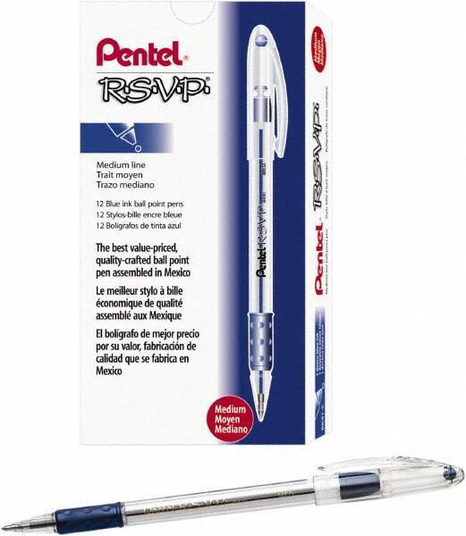 Pentel - Conical Ball Point Pen - Blue - Industrial Tool & Supply